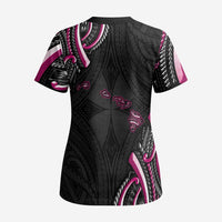Traditional Art Hawaiian Kakau Tattoos Scrub Top Pink Color - Polynesian Pride
