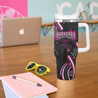 Traditional Art Hawaiian Kakau Tattoos Tumbler With Handle Pink Color - Polynesian Pride