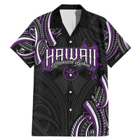 Traditional Art Hawaiian Kakau Tattoos Family Matching Mermaid Dress and Hawaiian Shirt Purple Color LT03 Dad's Shirt - Short Sleeve Purple - Polynesian Pride