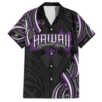 Traditional Art Hawaiian Kakau Tattoos Family Matching Off The Shoulder Long Sleeve Dress and Hawaiian Shirt Purple Color LT03 Dad's Shirt - Short Sleeve Purple - Polynesian Pride