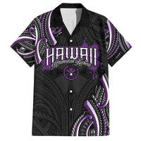 Traditional Art Hawaiian Kakau Tattoos Family Matching Summer Maxi Dress and Hawaiian Shirt Purple Color LT03 Dad's Shirt - Short Sleeve Purple - Polynesian Pride