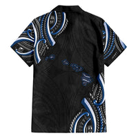 Traditional Art Hawaiian Kakau Tattoos Family Matching Long Sleeve Bodycon Dress and Hawaiian Shirt Blue Color LT03 - Polynesian Pride