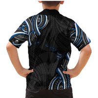 Traditional Art Hawaiian Kakau Tattoos Family Matching Mermaid Dress and Hawaiian Shirt Blue Color LT03 - Polynesian Pride