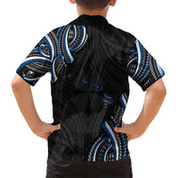 Traditional Art Hawaiian Kakau Tattoos Family Matching Puletasi and Hawaiian Shirt Blue Color LT03 - Polynesian Pride
