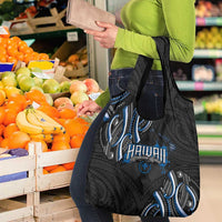 Traditional Art Hawaiian Kakau Tattoos Grocery Bag Blue Color - Polynesian Pride