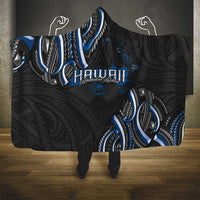 Traditional Art Hawaiian Kakau Tattoos Hooded Blanket Blue Color LT03 - Polynesian Pride