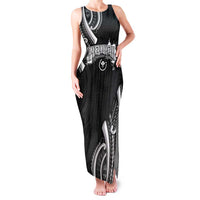 Traditional Art Hawaiian Kakau Tattoos Family Matching Tank Maxi Dress and Hawaiian Shirt White LT03 Mom's Dress White - Polynesian Pride