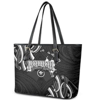 Traditional Art Hawaiian Kakau Tattoos Leather Tote Bag White - Polynesian Pride