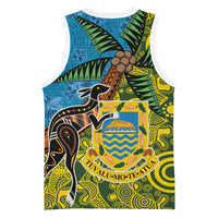 Tuvalu and Australia Together Basketball Jersey Tapa Pattern and Aboriginal mix Culture