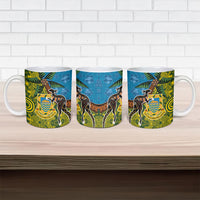 Tuvalu and Australia Together Ceramic Mug Tapa Pattern and Aboriginal mix Culture