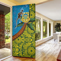 Tuvalu and Australia Together Door Cover Tapa Pattern and Aboriginal mix Culture