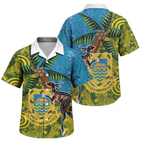 Tuvalu and Australia Together Family Matching Off Shoulder Short Dress and Hawaiian Shirt Tapa Pattern and Aboriginal mix Culture