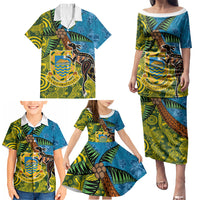 Tuvalu and Australia Together Family Matching Puletasi and Hawaiian Shirt Tapa Pattern and Aboriginal mix Culture
