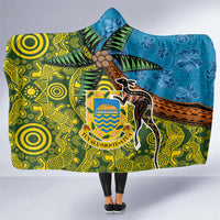 Tuvalu and Australia Together Hooded Blanket Tapa Pattern and Aboriginal mix Culture