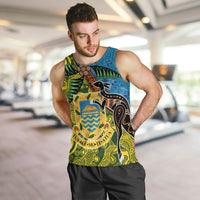Tuvalu and Australia Together Men Tank Top Tapa Pattern and Aboriginal mix Culture