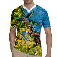 Tuvalu and Australia Together Rugby Jersey Tapa Pattern and Aboriginal mix Culture