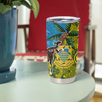 Tuvalu and Australia Together Tumbler Cup Tapa Pattern and Aboriginal mix Culture