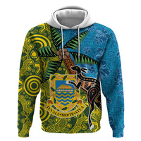 Tuvalu and Australia Together Zip Hoodie Tapa Pattern and Aboriginal mix Culture