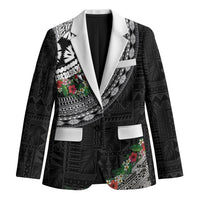 Fiji Hibiscus Blazer Tapa Masi Motifs with Tropical Plants