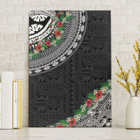 Fiji Hibiscus Canvas Wall Art Tapa Masi Motifs with Tropical Plants