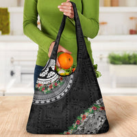 Fiji Hibiscus Grocery Bag Tapa Masi Motifs with Tropical Plants