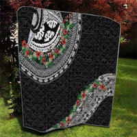 Fiji Hibiscus Quilt Tapa Masi Motifs with Tropical Plants