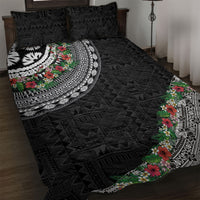 Fiji Hibiscus Quilt Bed Set Tapa Masi Motifs with Tropical Plants