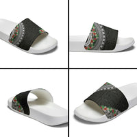 Fiji Hibiscus Slide Sandals Tapa Masi Motifs with Tropical Plants