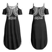 Samoa Traditional Tattoo Couples Matching Summer Maxi Dress and Hawaiian Shirt Tribal Tatau Pattern