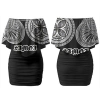Samoa Traditional Tattoo Family Matching Off Shoulder Short Dress and Hawaiian Shirt Tribal Tatau Pattern