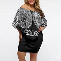 Samoa Traditional Tattoo Off Shoulder Short Dress Tribal Tatau Pattern