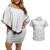 Samoa Lotu Tamaiti Couples Matching Off Shoulder Short Dress and Hawaiian Shirt Tribal Tatau with Siapo Pattern