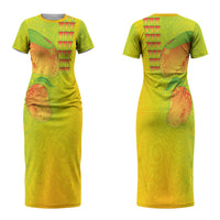 Hawaiian Mango Couples Matching Short Sleeve Bodycon Dress and Hawaiian Shirt Polynesian Art Pattern and Kakau Tattoo