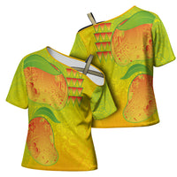 Hawaiian Mango Cross Shoulder Shirt Polynesian Art Pattern and Kakau Tattoo
