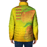 Hawaiian Mango Padded Jacket Polynesian Art Pattern and Kakau Tattoo
