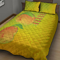 Hawaiian Mango Quilt Bed Set Polynesian Art Pattern and Kakau Tattoo