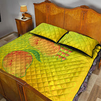 Hawaiian Mango Quilt Bed Set Polynesian Art Pattern and Kakau Tattoo