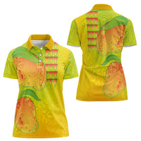 Hawaiian Mango Women Polo Shirt Polynesian Art Pattern and Kakau Tattoo