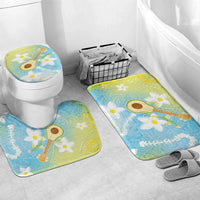 Hawaiian Ukulele Avocado Bathroom Set Leis and Polynesian Pattern