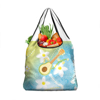 Hawaiian Ukulele Avocado Grocery Bag Leis and Polynesian Pattern