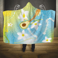 Hawaiian Ukulele Avocado Hooded Blanket Leis and Polynesian Pattern