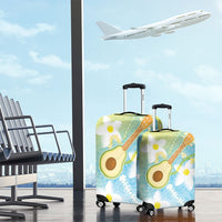 Hawaiian Ukulele Avocado Luggage Cover Leis and Polynesian Pattern