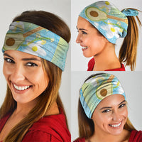 Hawaiian Ukulele Avocado Neck Gaiter Leis and Polynesian Pattern