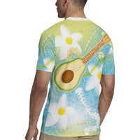 Hawaiian Ukulele Avocado Rugby Jersey Leis and Polynesian Pattern
