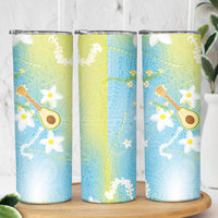 Hawaiian Ukulele Avocado Skinny Tumbler Leis and Polynesian Pattern