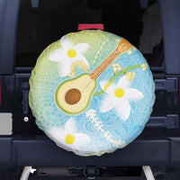 Hawaiian Ukulele Avocado Spare Tire Cover Leis and Polynesian Pattern