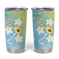Hawaiian Ukulele Avocado Tumbler Cup Leis and Polynesian Pattern