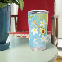 Hawaiian Ukulele Avocado Tumbler Cup Leis and Polynesian Pattern
