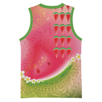 Hawaiian Watermelon Basketball Jersey with Kakau Art Tattoo