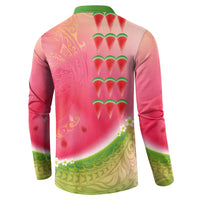Hawaiian Watermelon Button Sweatshirt with Kakau Art Tattoo